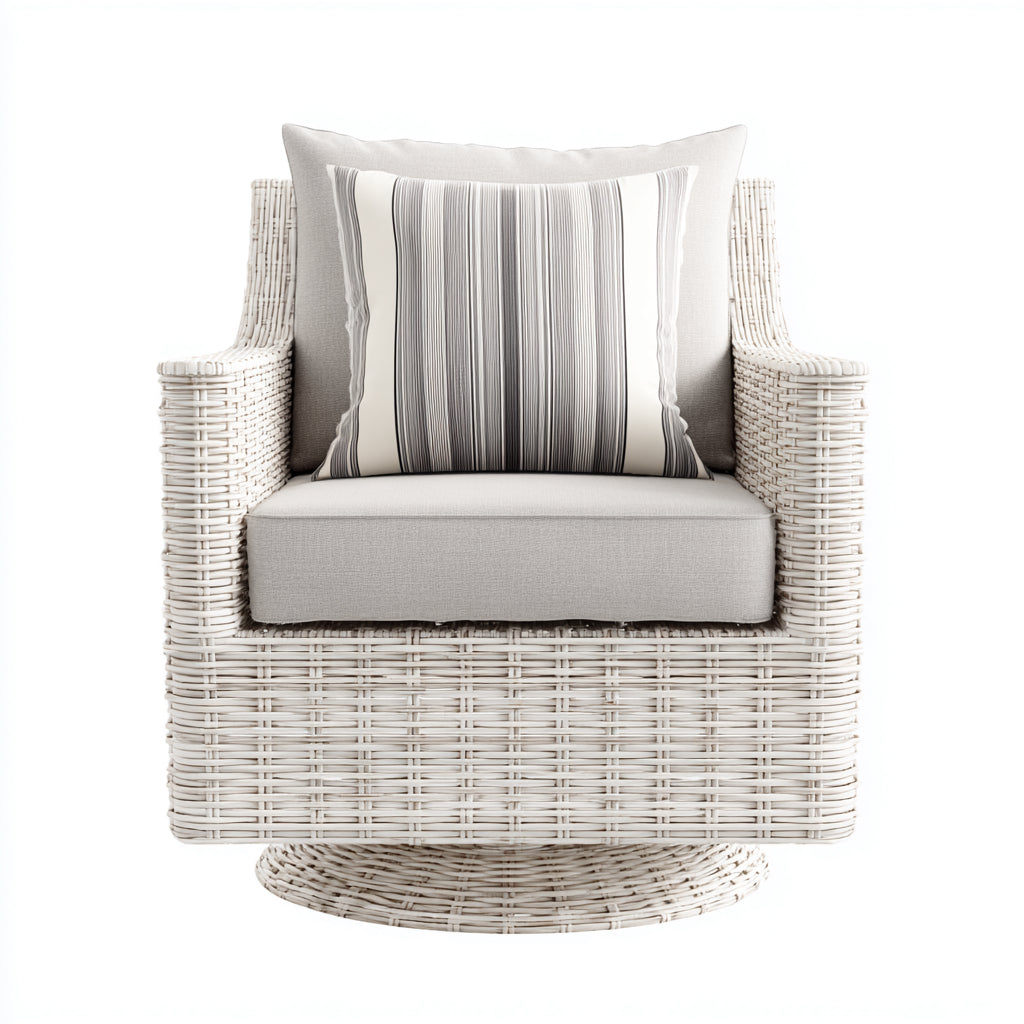 Sillas de jardín de ratán sintético 82x86x84 cm - Blanco y beige - diseño giratorio