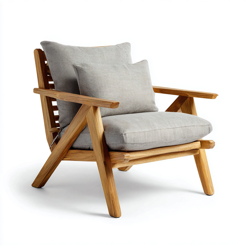 Sillas de jardín de madera con cojines acolchados 88x82x76 cm - natural-gris - estilo relajado