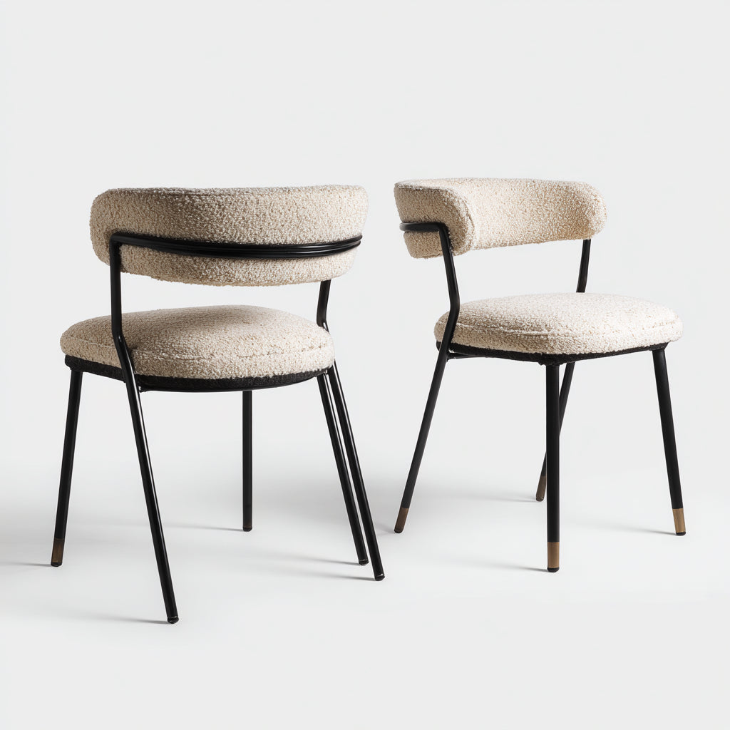 Sillas de comedor tapizadas en tela bouclé 58x56x78 cm - Beige - diseño moderno