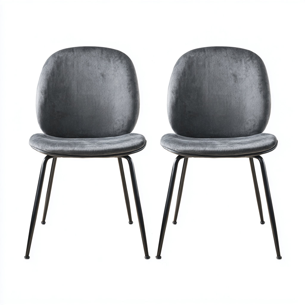 Sillas de comedor tapizadas en terciopelo 50x56x84 cm - gris-negro - diseño moderno para comedor