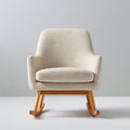 Mecedoras tapizadas en tela 74x84x88 cm - Beige y madera natural - diseño moderno