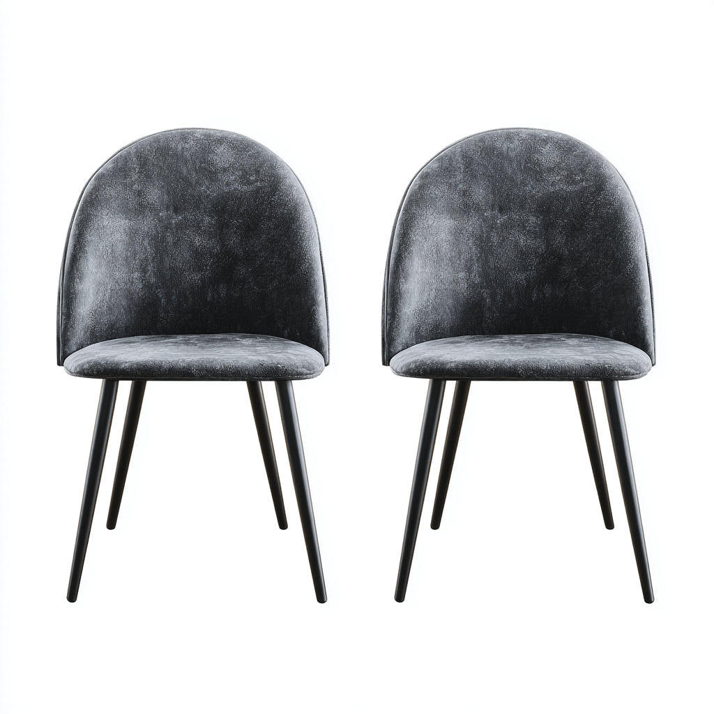 Sillas de comedor tapizadas con respaldo curvo 51x56x83 cm - gris oscuro-negro - diseño minimalista