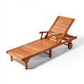 Tumbonas de exterior de madera con respaldo reclinable 200x65x90 cm - Marrón - diseño clásico