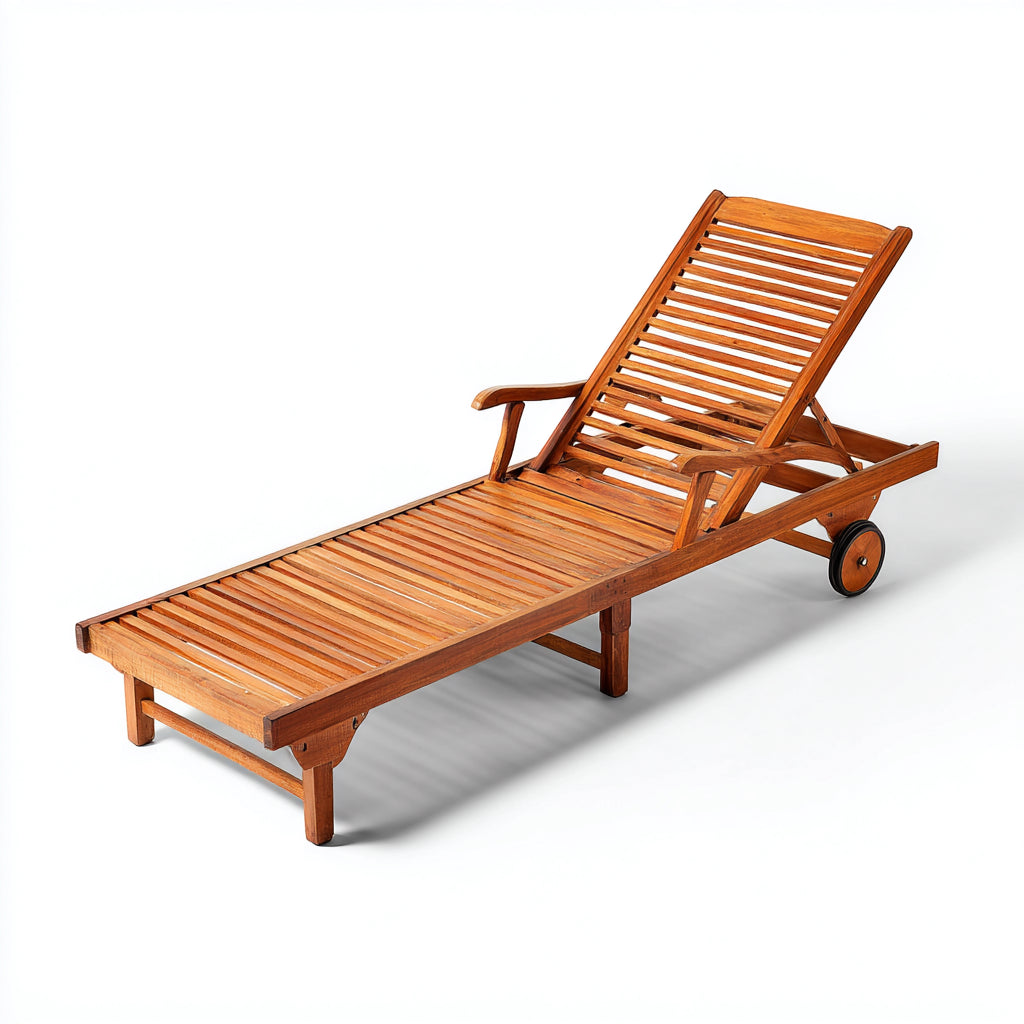 Tumbonas de exterior de madera con respaldo reclinable 200x65x90 cm - Marrón - diseño clásico