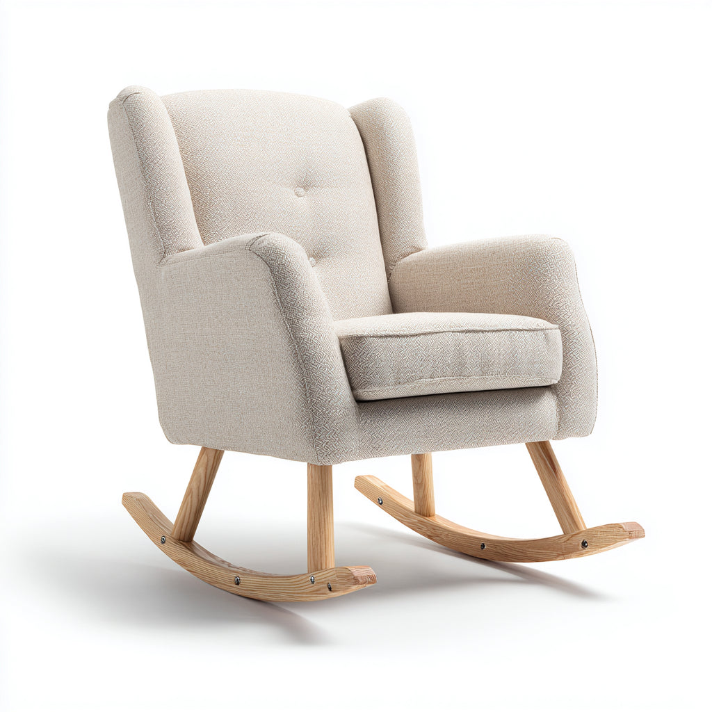 Mecedora tapizada de estilo clásico 78x80x98 cm - beige - diseño elegante