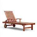 Tumbonas de exterior de madera con ruedas 200x68x90 cm - Marrón - diseño clásico