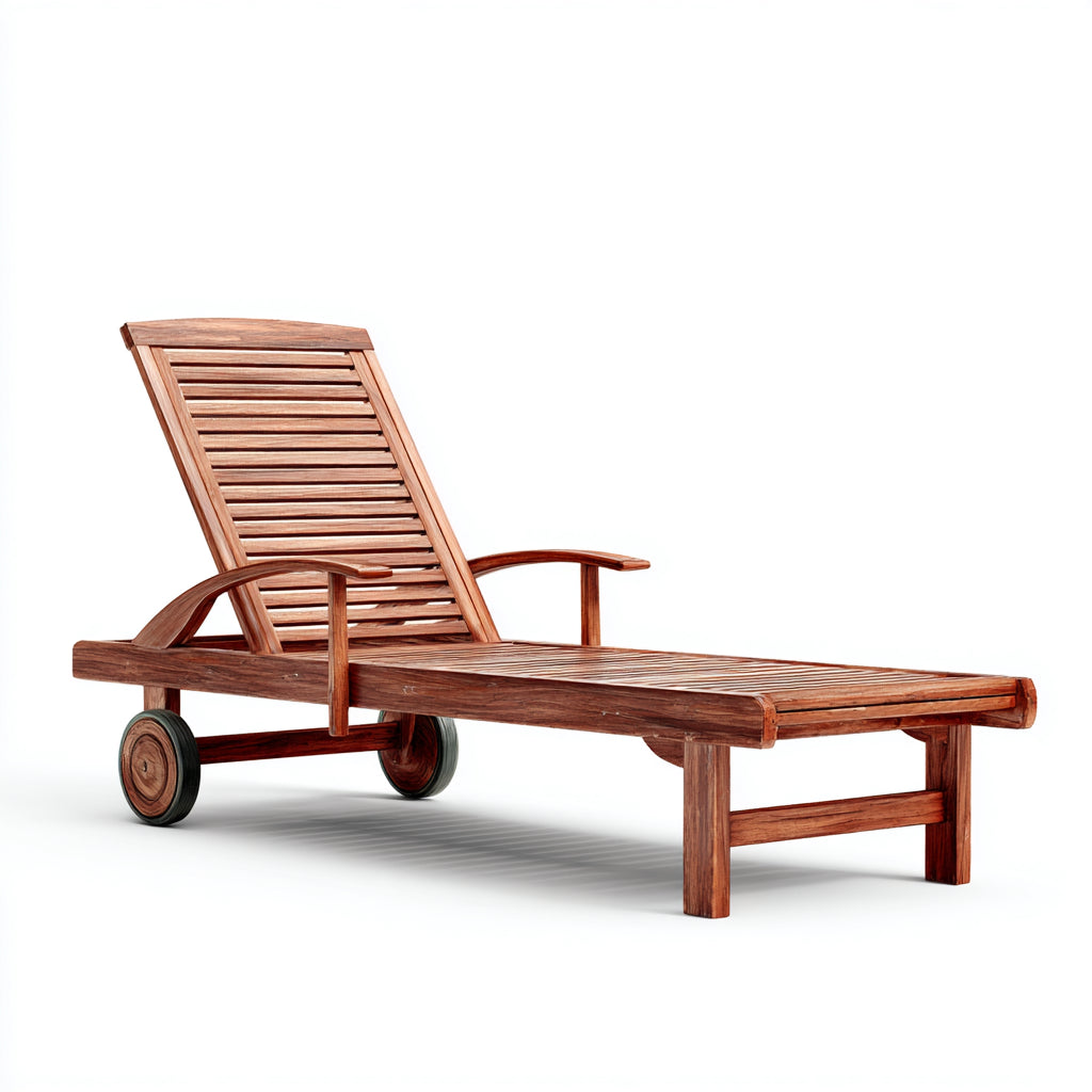 Tumbonas de exterior de madera con ruedas 200x68x90 cm - Marrón - diseño clásico