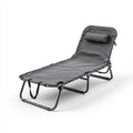 Tumbonas plegables de metal con respaldo ajustable 188x64x32 cm - negro-gris - diseño portátil