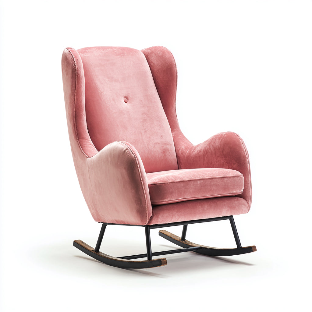 Mecedoras tapizadas en terciopelo 78x88x104 cm - Rosa y negro - diseño clásico