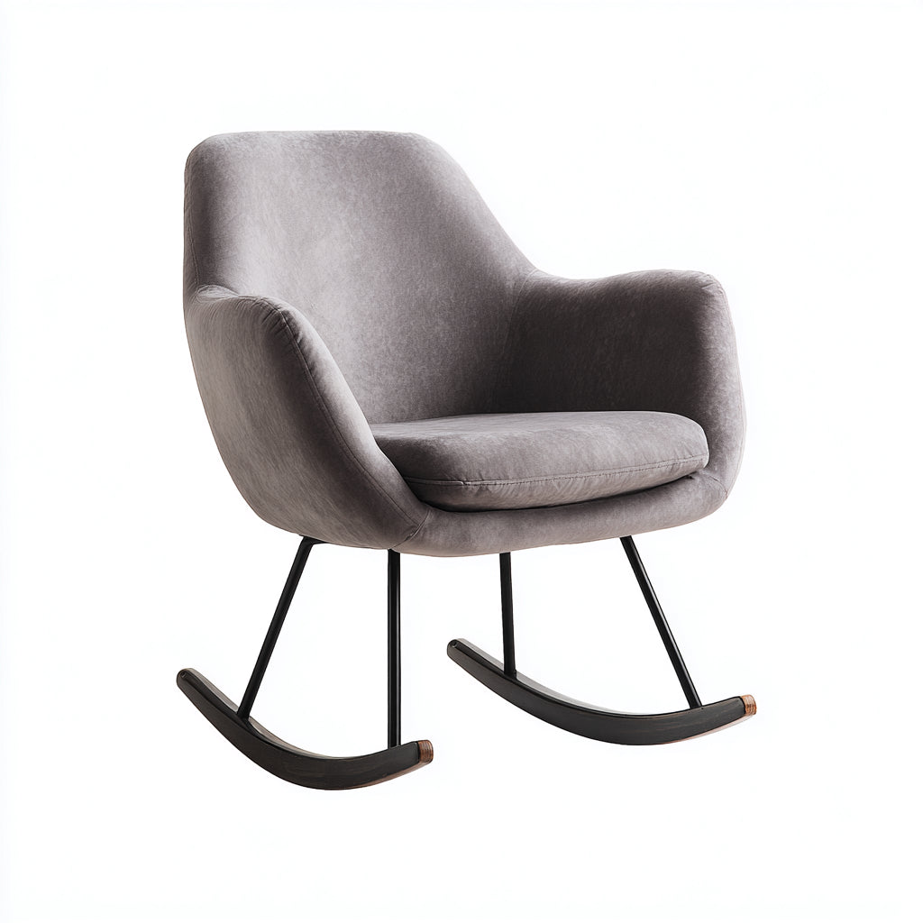 Mecedoras tapizadas en terciopelo 74x84x88 cm - gris-negro - diseño moderno para salón