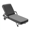 Tumbonas 188x65x86 cm - estructura metálica negra y tapizado gris oscuro - diseño reclinable con ruedas para jardín