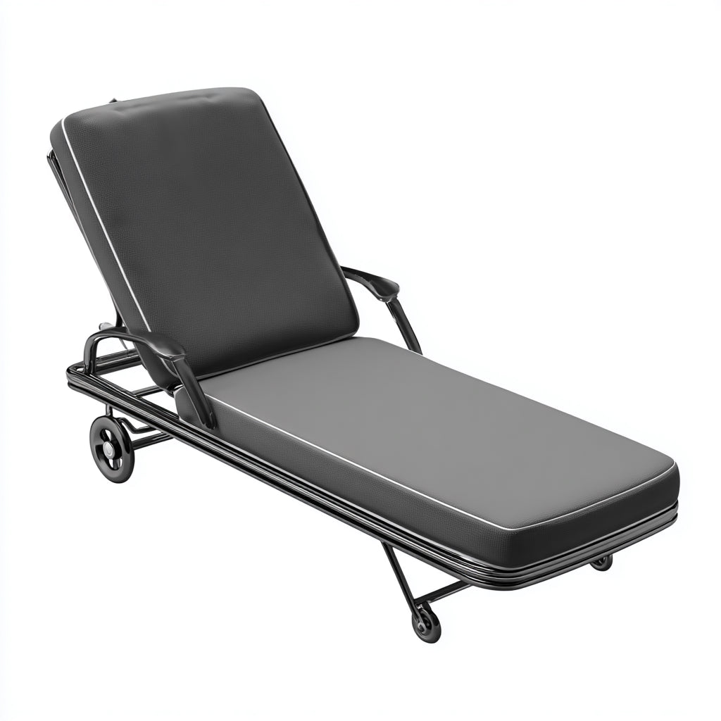 Tumbonas 188x65x86 cm - estructura metálica negra y tapizado gris oscuro - diseño reclinable con ruedas para jardín