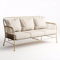 Sofás de exterior de metal con asiento acolchado 205x76x78 cm - beige - diseño moderno para jardín