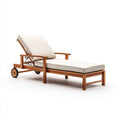 Tumbonas de exterior de madera con cojín acolchado 200x70x88 cm - Marrón y beige - diseño natural