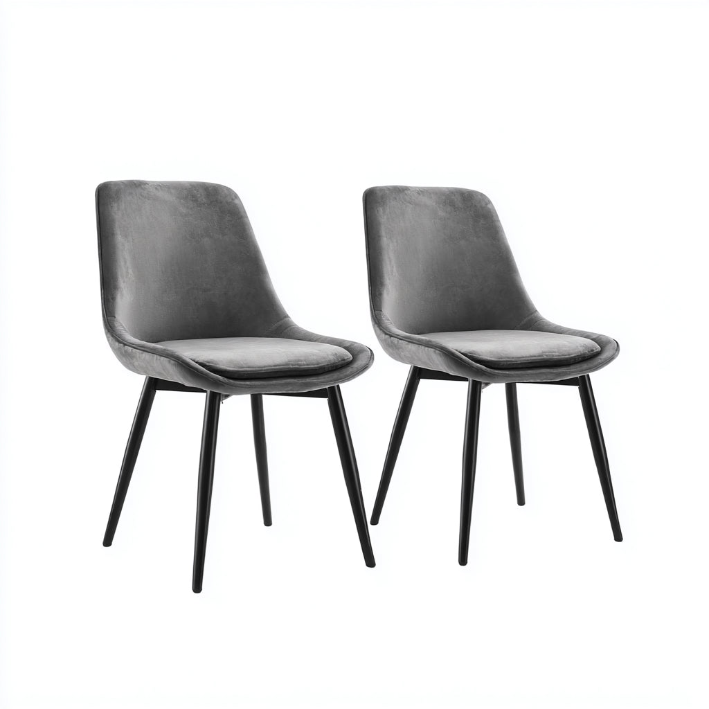Sillas de comedor tapizadas en terciopelo 55x60x86 cm - gris-negro - estilo contemporáneo