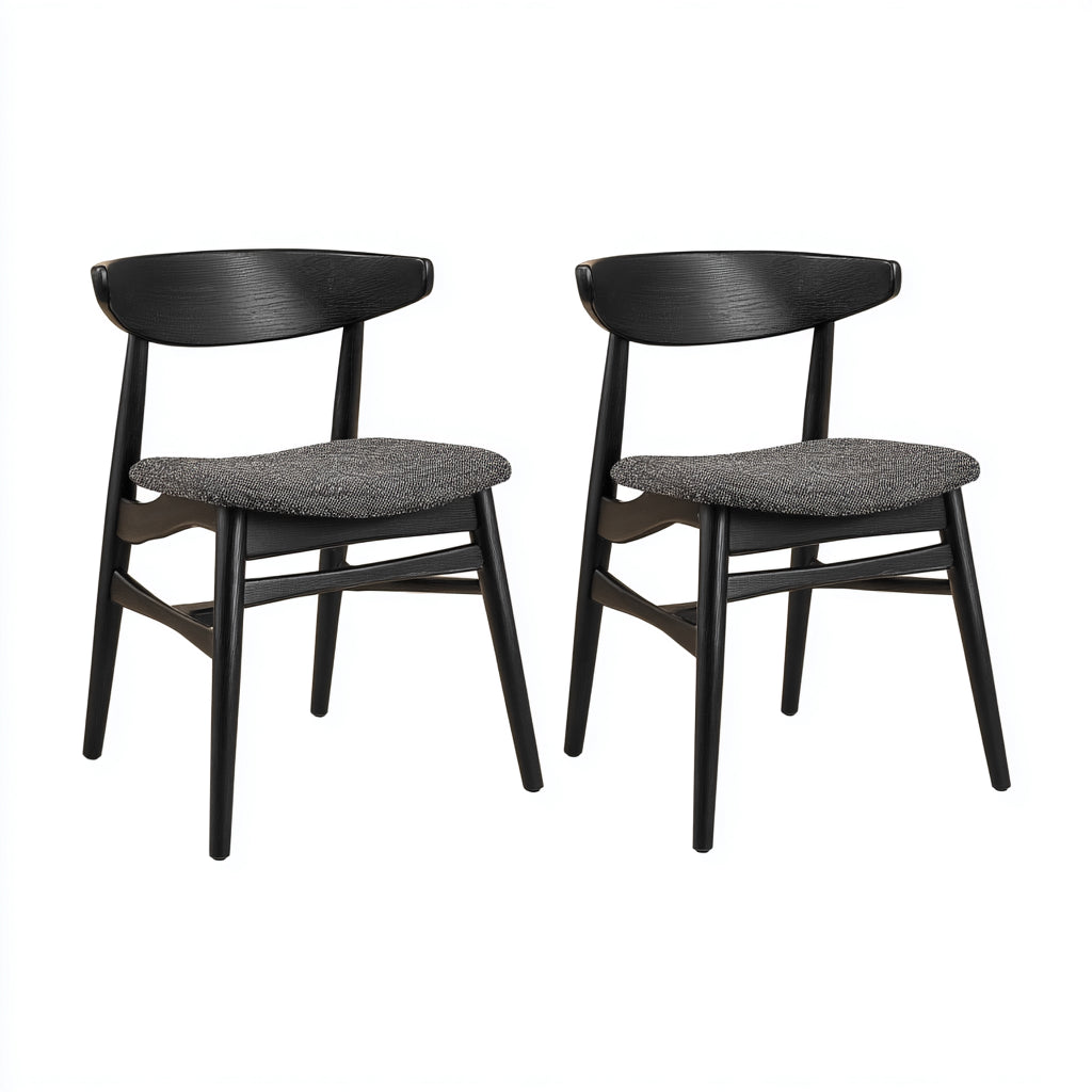 Sillas de comedor de madera con asiento tapizado 52x50x78 cm - negro-gris - diseño moderno para comedor