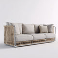 Sofás de exterior de metal y cuerda trenzada 230x82x74 cm - Beige y plateado - diseño moderno