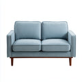 Sofás 2 plazas tapizados de tela con patas de madera 172x88x84 cm - azul claro-marrón - diseño moderno