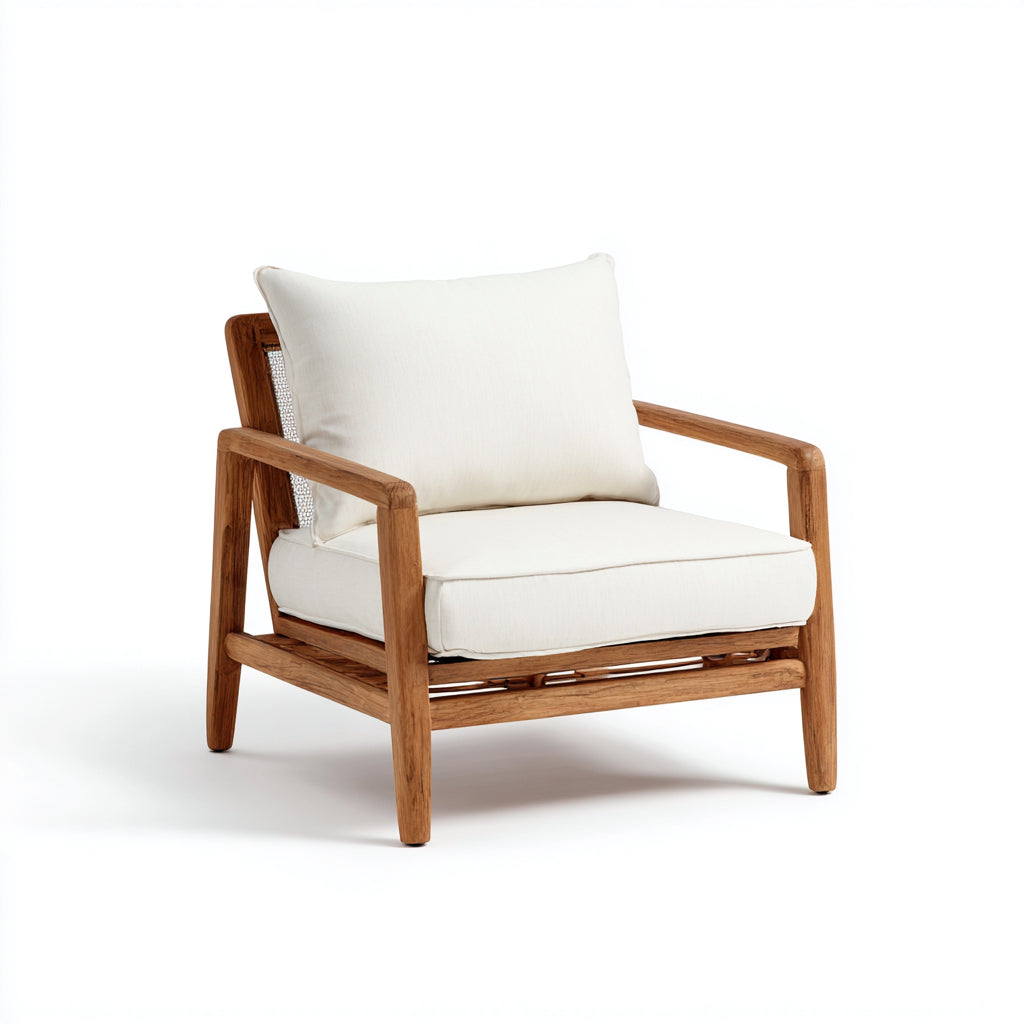 Sillas de jardín de madera con cojines 78x82x78 cm - Marrón y blanco - diseño natural