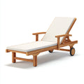 Tumbonas de madera con cojín y ruedas 200x68x95 cm - natural-beige - estilo clásico para exterior
