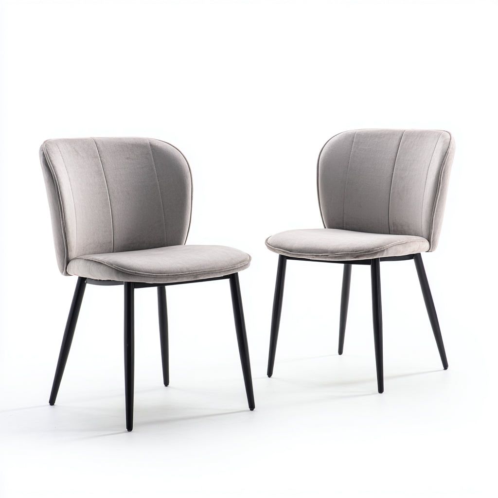 Sillas de comedor tapizadas en terciopelo 54x52x82 cm - gris-negro - respaldo acolchado moderno