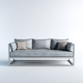 Sofás de exterior de 3 plazas con estructura metálica 218x82x76 cm - gris claro-plata - estilo contemporáneo