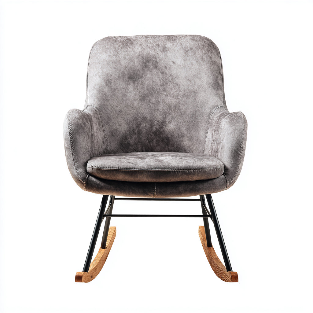 Mecedora tapizada de estilo moderno 82x78x102 cm - gris - diseño contemporáneo