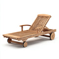 Tumbonas de madera con respaldo ajustable 202x68x34 cm - natural - diseño clásico