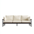 Sofás de exterior de metal y madera con cojines 210x78x76 cm - beige-negro-marrón - diseño moderno para jardín