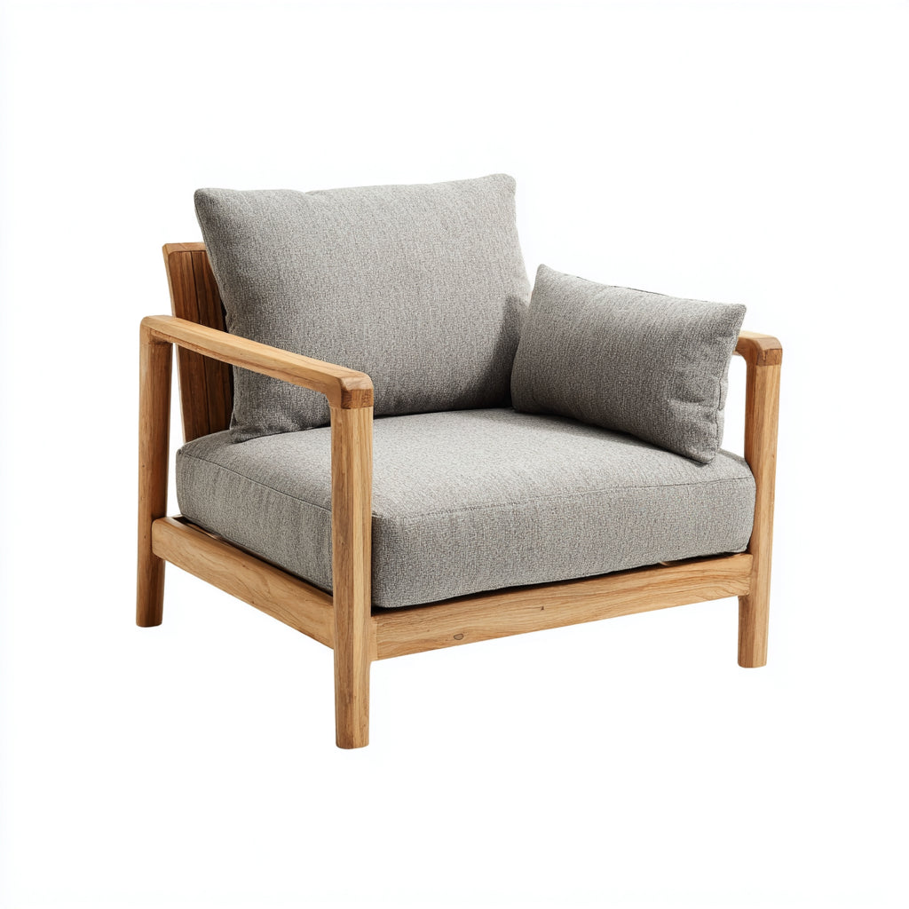 Sillas de jardín de madera con asiento acolchado 86x84x76 cm - Marrón y gris - diseño natural