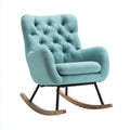Mecedoras tapizadas con capitoné y base de madera 76x88x98 cm - azul claro-negro-marrón - estilo elegante