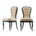 Sillas de comedor tapizadas en tela 50x58x98 cm - beige-negro - estilo clásico para comedor