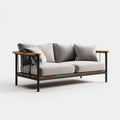 Sofás de exterior de metal y madera 175x78x76 cm - Gris negro y marrón - diseño moderno