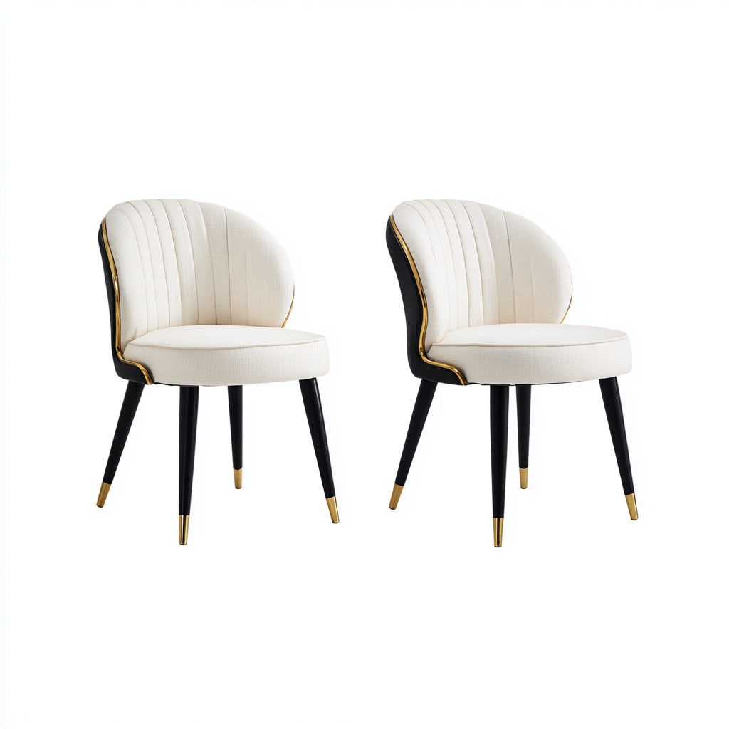 Sillas de comedor tapizadas en tela 55x58x80 cm - beige-negro-dorado - estilo moderno para comedor