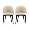 Sillas de comedor tapizadas en tela 54x55x78 cm - beige-negro - respaldo curvo para comedor