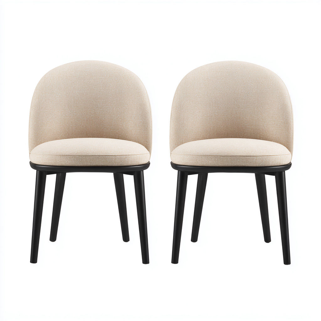 Sillas de comedor tapizadas en tela 54x55x78 cm - beige-negro - respaldo curvo para comedor