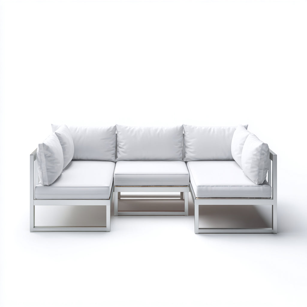 Sofá de exterior modular 250x160x70 cm - blanco - diseño moderno para jardín