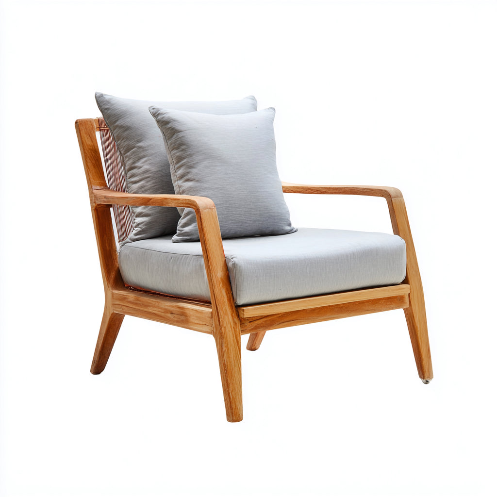 Sillas de jardín de madera maciza 82x83x86 cm - madera clara-gris - diseño exterior moderno