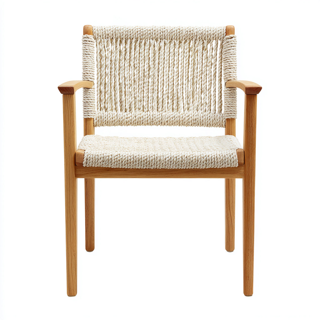 Sillas de jardín de cuerda y madera 60x58x84 cm - natural-beige - estilo artesanal