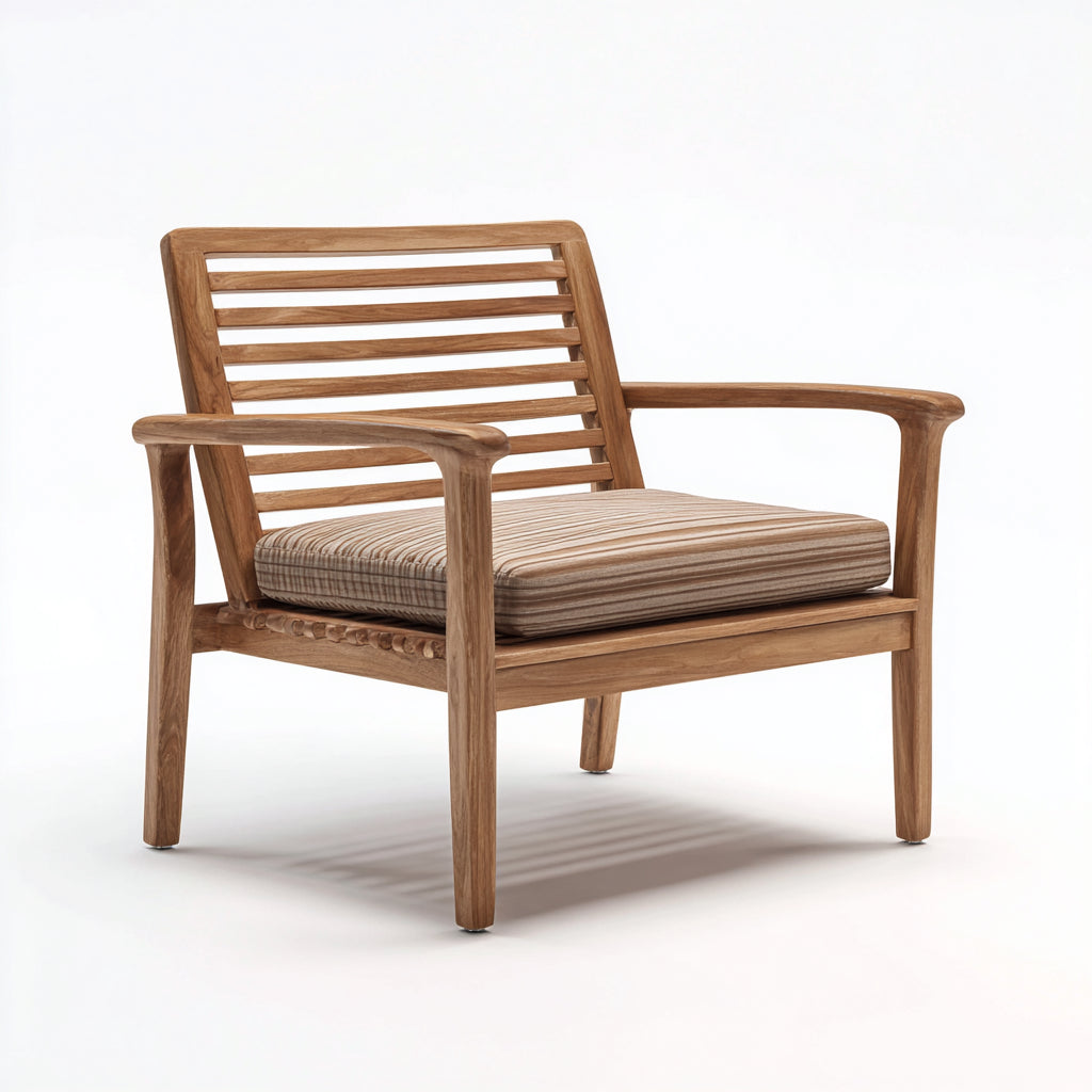 Sillas de jardín de madera con cojín acolchado 82x74x78 cm - natural-beige - estilo contemporáneo