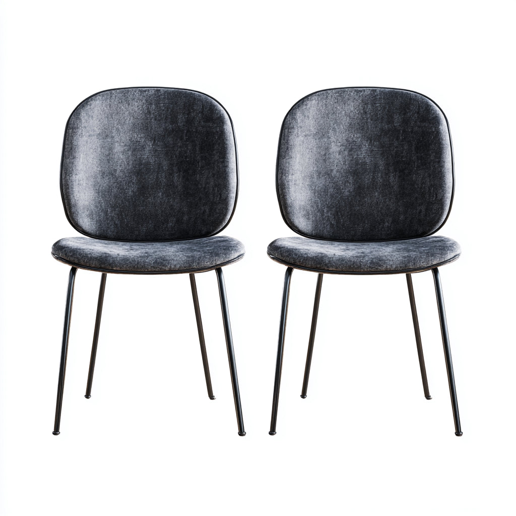 Sillas de comedor tapizadas en terciopelo 50x48x81 cm - gris oscuro-negro - diseño moderno