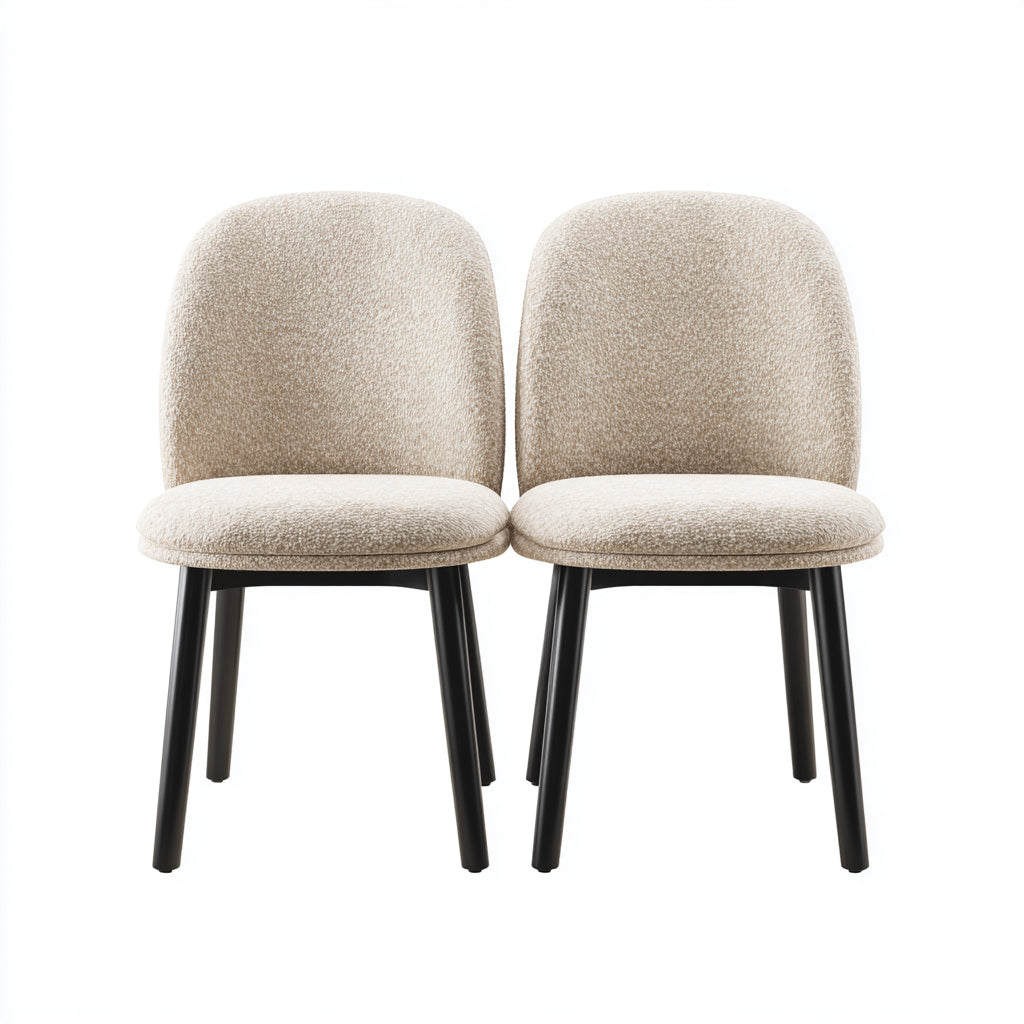 Sillas de comedor tapizadas en bouclé 52x58x84 cm - beige-negro - diseño moderno