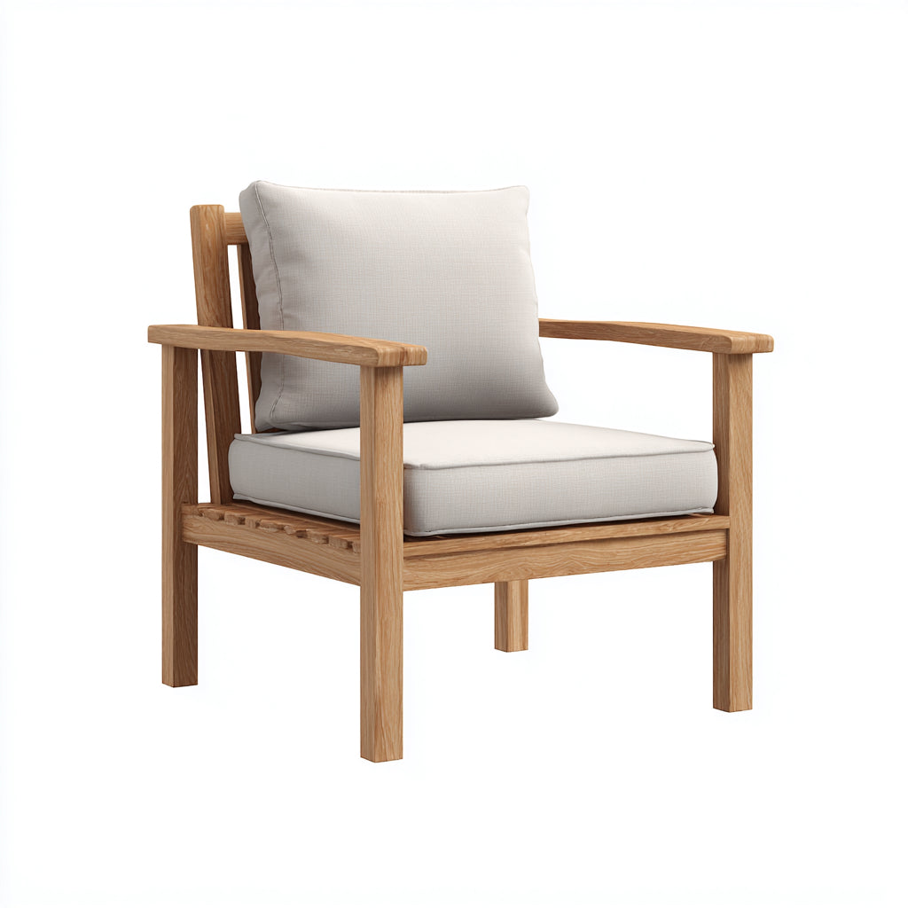 Sillas de jardín de madera con cojín 78x76x82 cm - natural-beige - estilo moderno para exterior