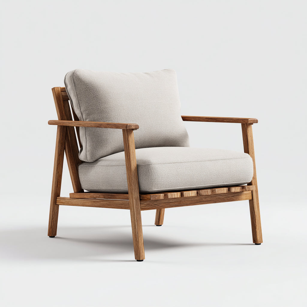 Sillas de jardín de madera con asiento acolchado 80x84x76 cm - Marrón y beige - diseño natural