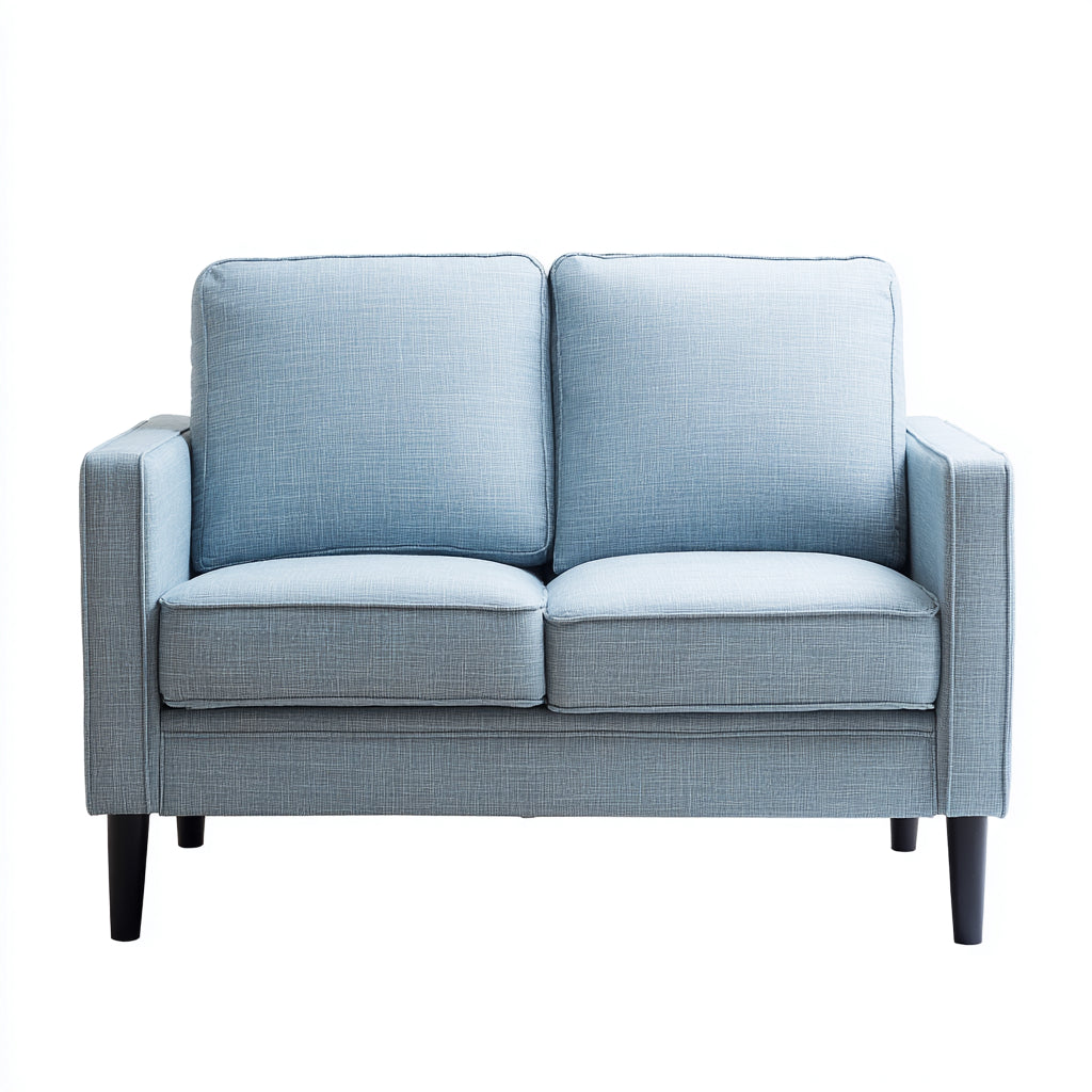 Sofás 2 plazas tapizado en tela 145x80x82 cm - Azul claro y negro - diseño moderno
