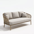 Sofás de exterior 210x78x82 cm - estructura de ratán y tapizado beige - diseño moderno para jardín