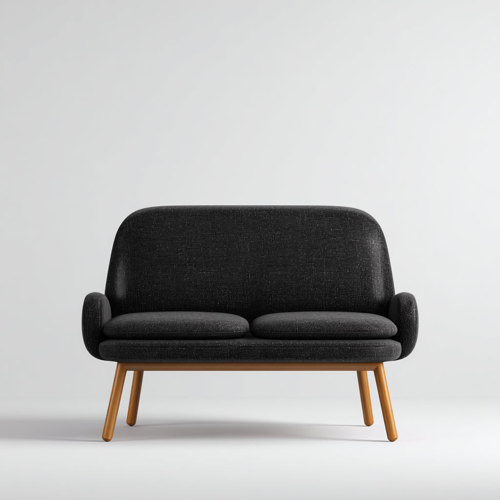 Sofás 2 plazas tapizado en tela 138x72x78 cm - negro-natural - diseño moderno para salón