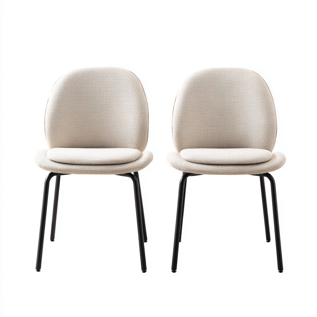 Sillas de comedor tapizadas en tela texturizada 54x56x82 cm - Beige - diseño contemporáneo