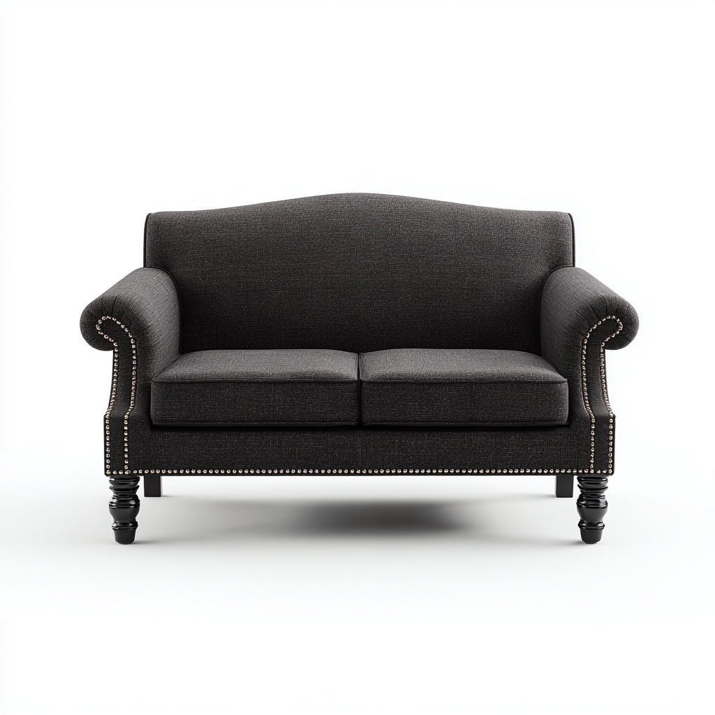 Sofá 2 plazas tapizado textil 160x85x90 cm - negro - clásico elegante