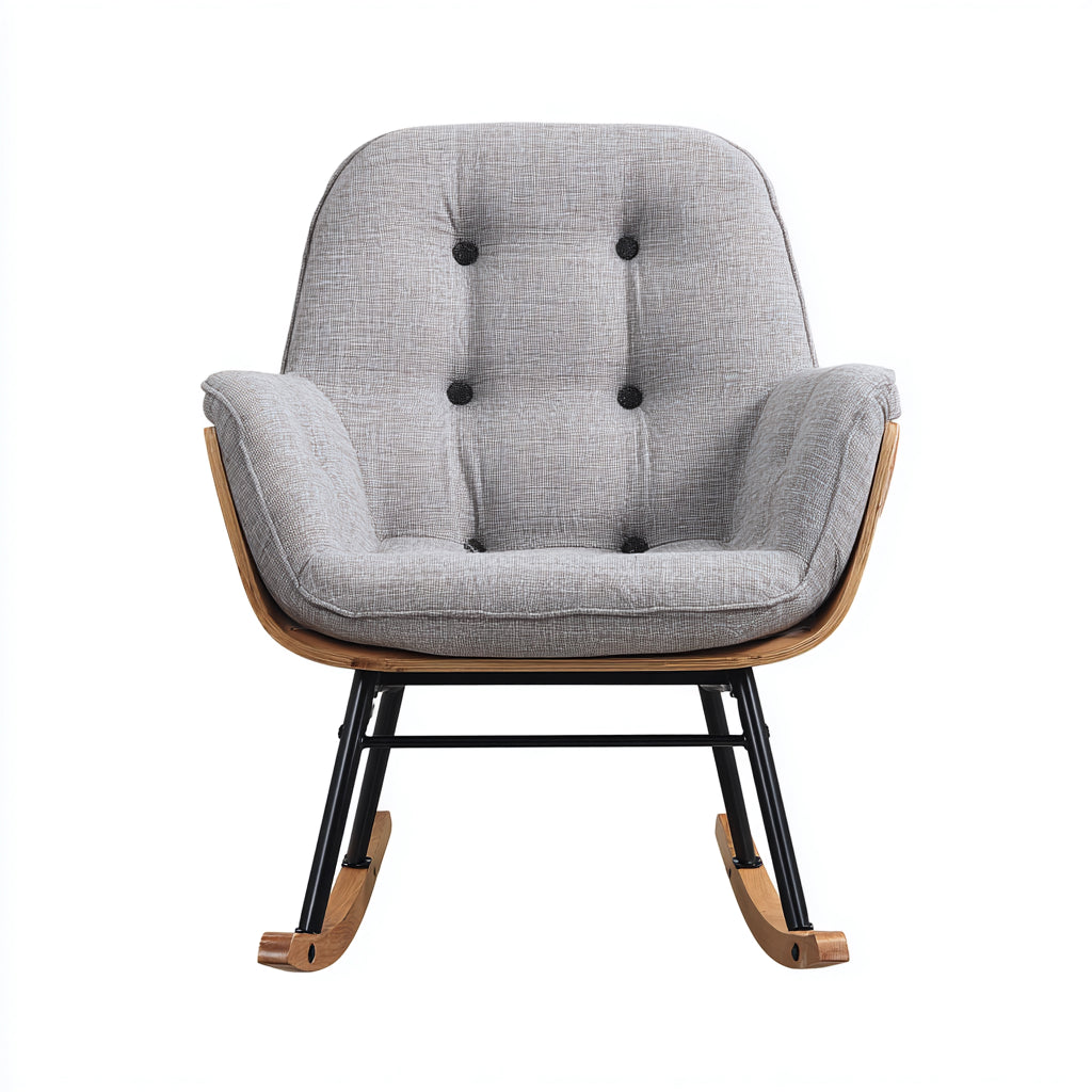 Mecedoras tapizadas en tela 72x84x88 cm - gris-negro-natural - estilo moderno para salón